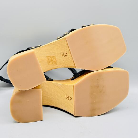 Free People Sandals Womens 10 Black Wood Platform Ankle Strap Block Heel - Picture 10 of 13